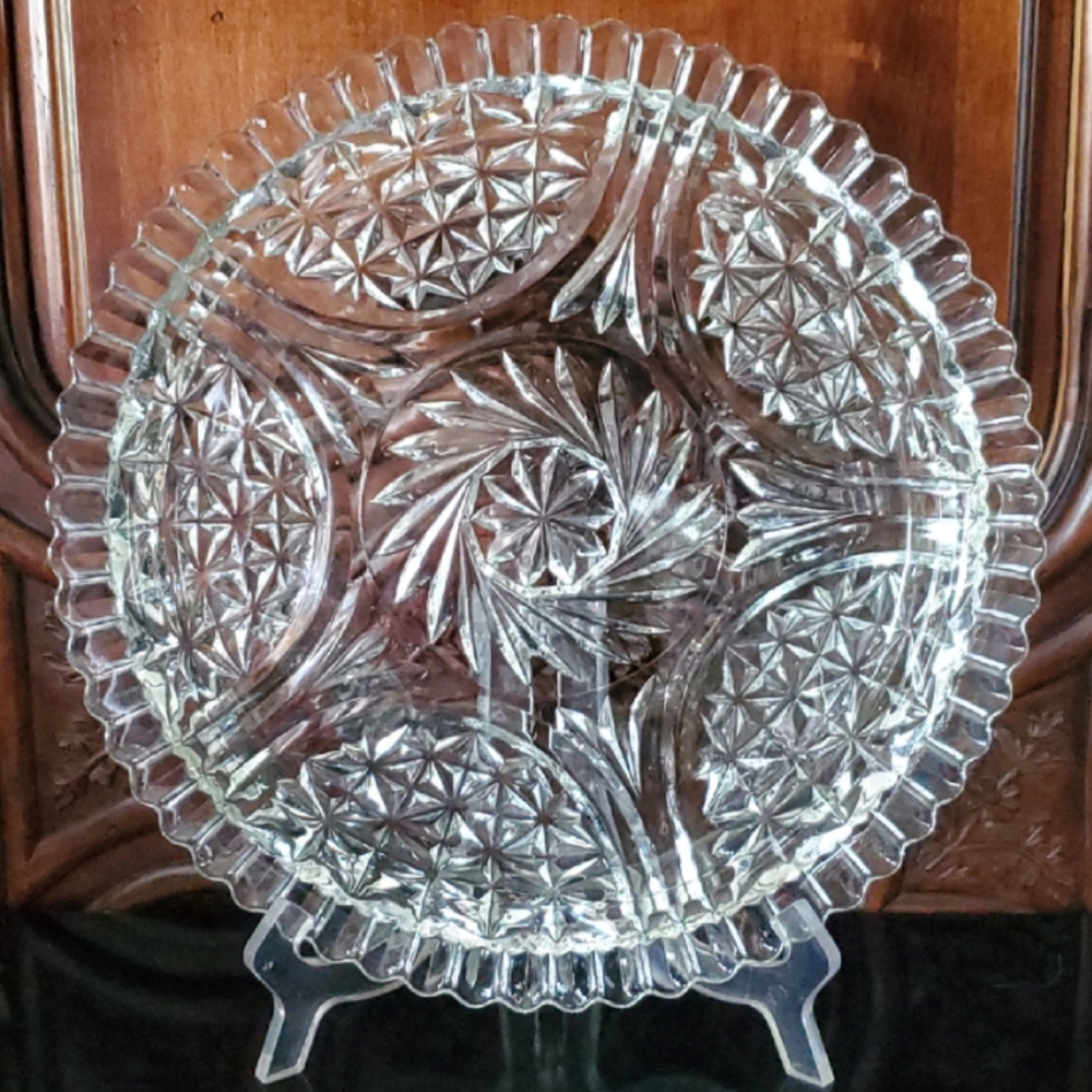 Vntg 12" Anchor Hocking "Stars & Bars"🎂 Cake/Sandwich/Torte/Serving Platter